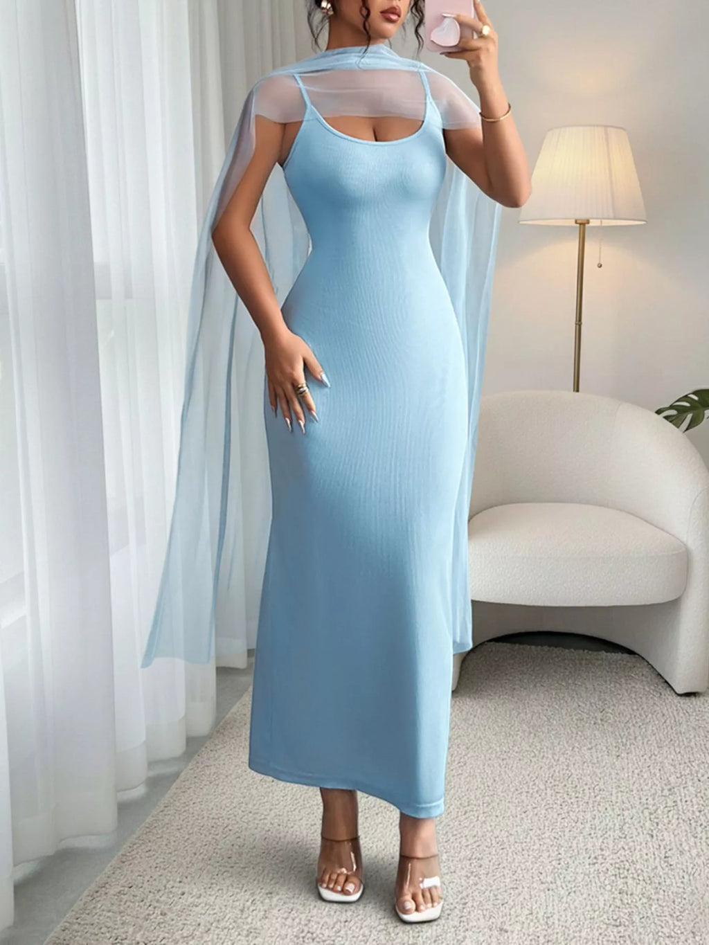 Scoop Neck Bodycon Maxi Dress