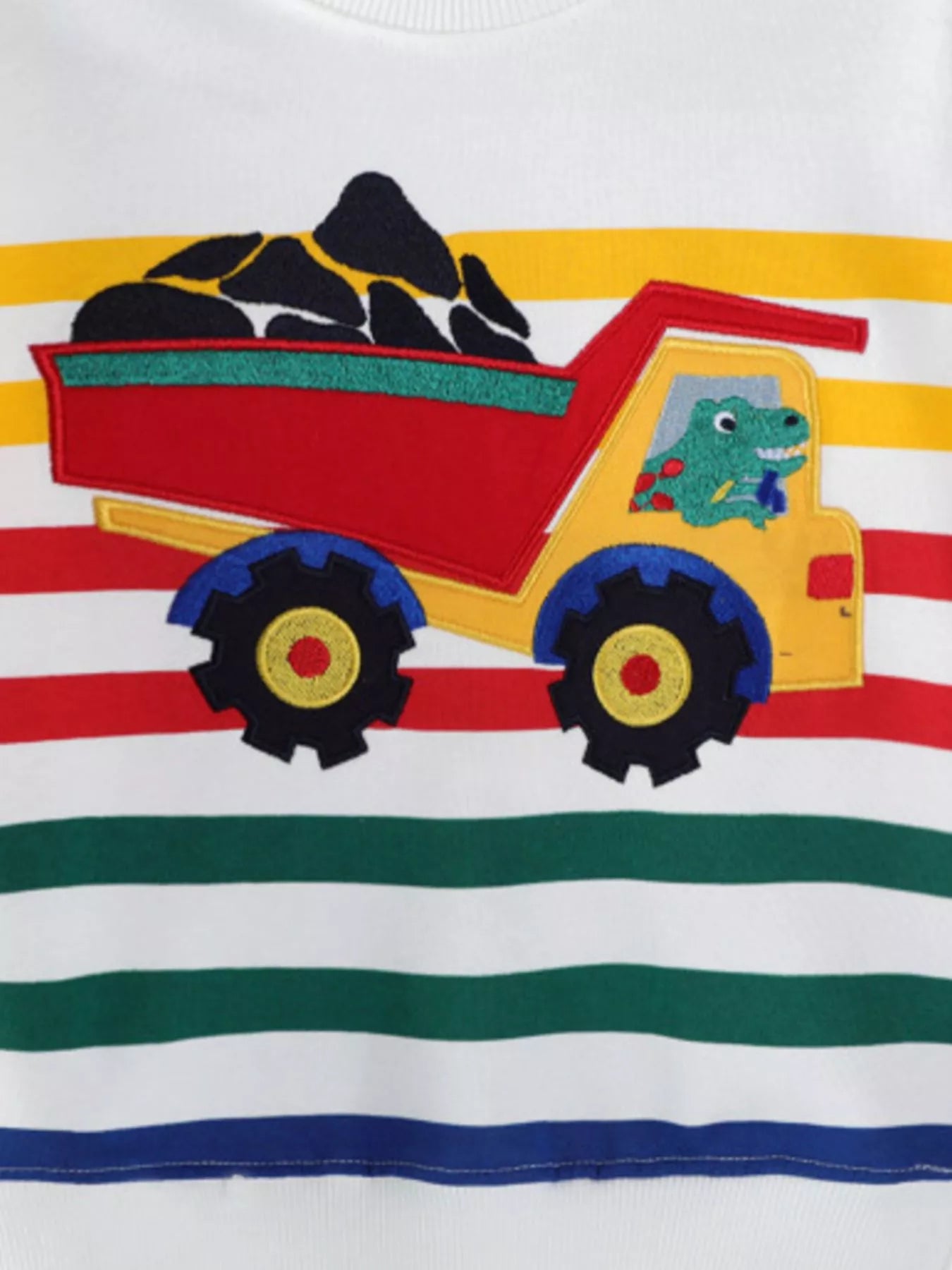 Children's Cartoon Truck Striped Sweatshirt