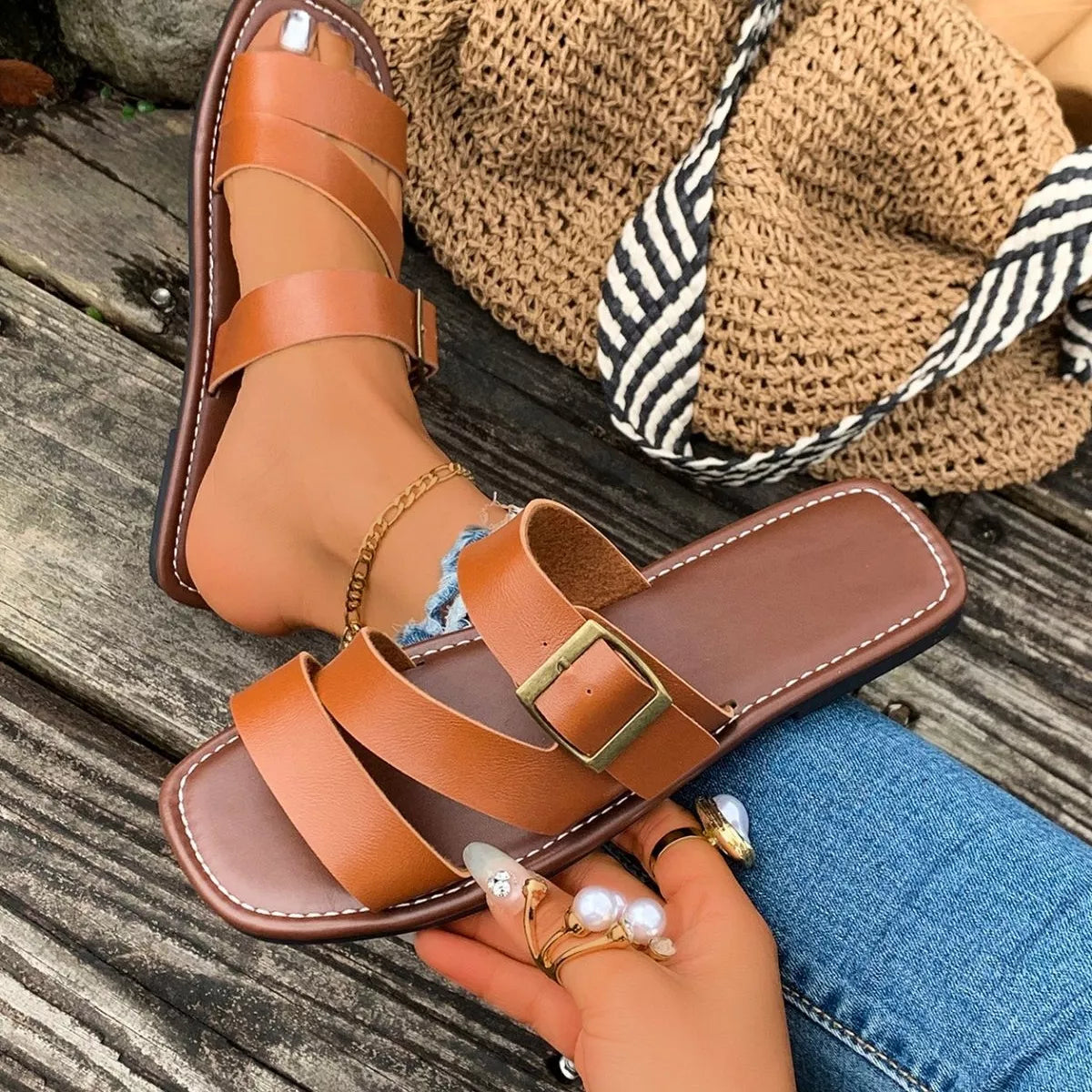 Open Toe Buckle Sandals
