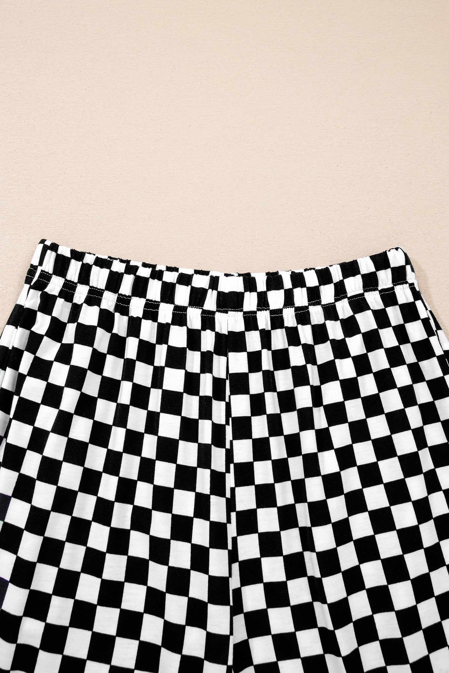 Khaki Checkered Print Half Sleeve Tee 2pcs Lounge Pant Set