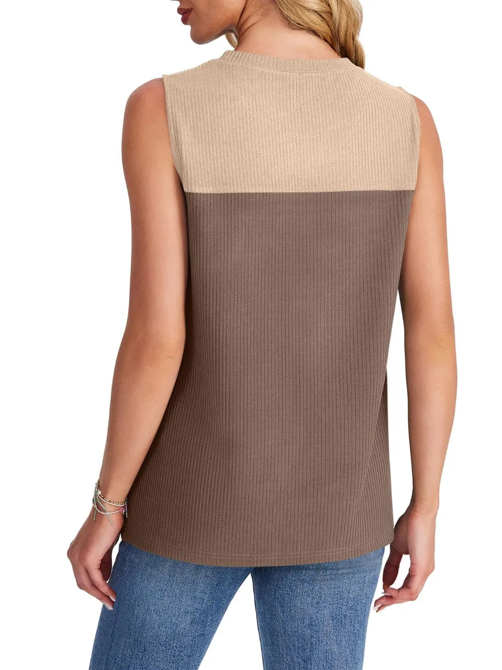 Color Block Round Neck Tank