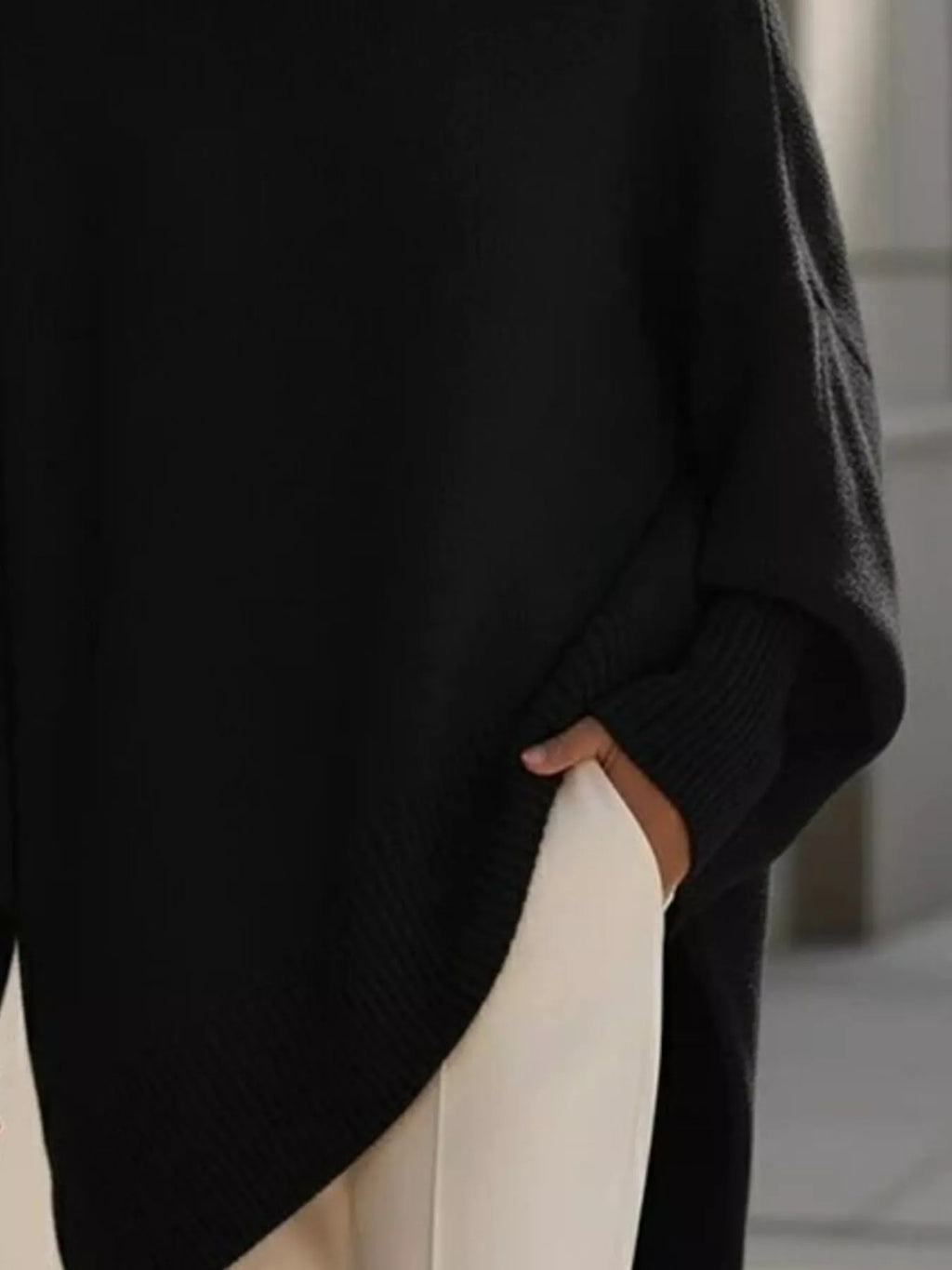 Ribbed Batwing Sleeve Oversized Sweater