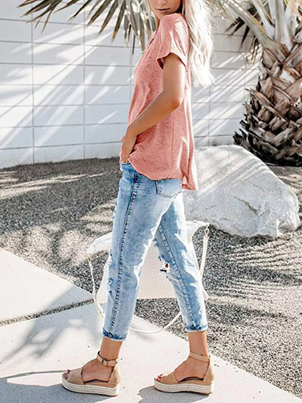 Full Size Casual Button-Front Pocket T-Shirt Plus Size