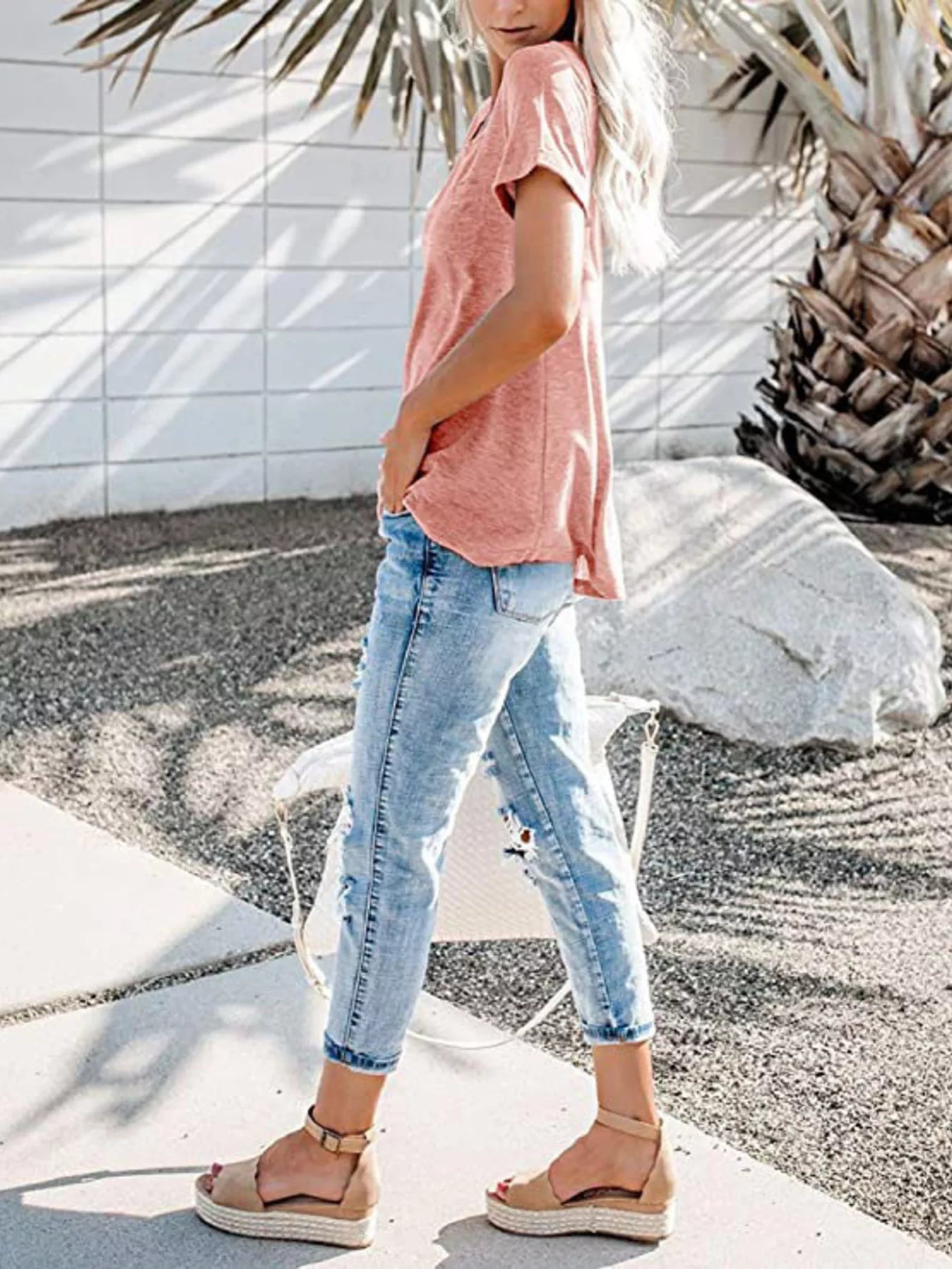 Full Size Casual Button-Front Pocket T-Shirt Plus Size