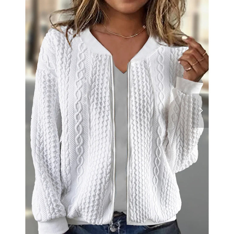 Bomber Jackets For Women Cute Jacquard Coats Lightweight Zip Up Jackets