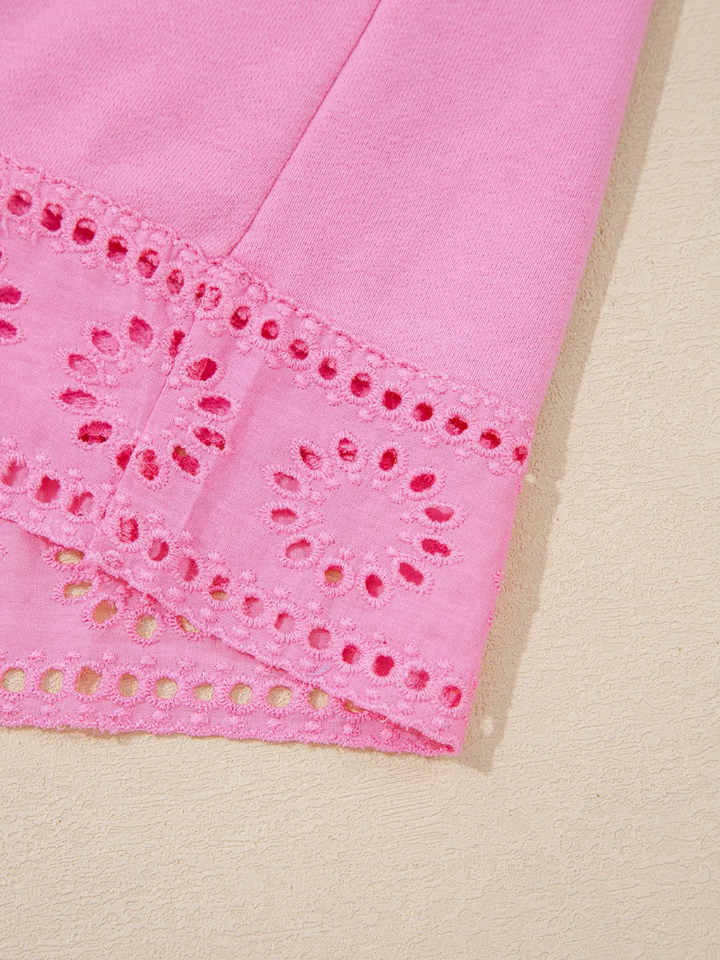 Eyelet Lace Detail Snap Down Sweatshirt