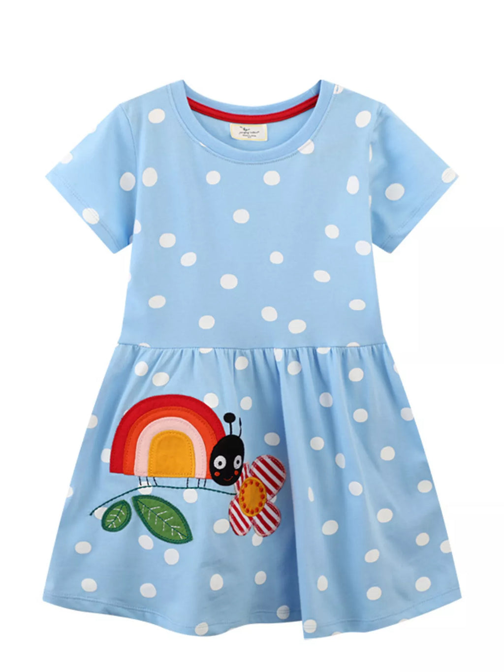 Children's Polka Dot Ladybug Round Neck Dress