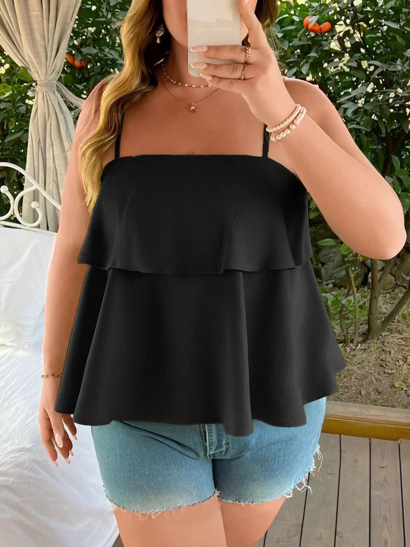 Plus Size Ruffle Hem Cami