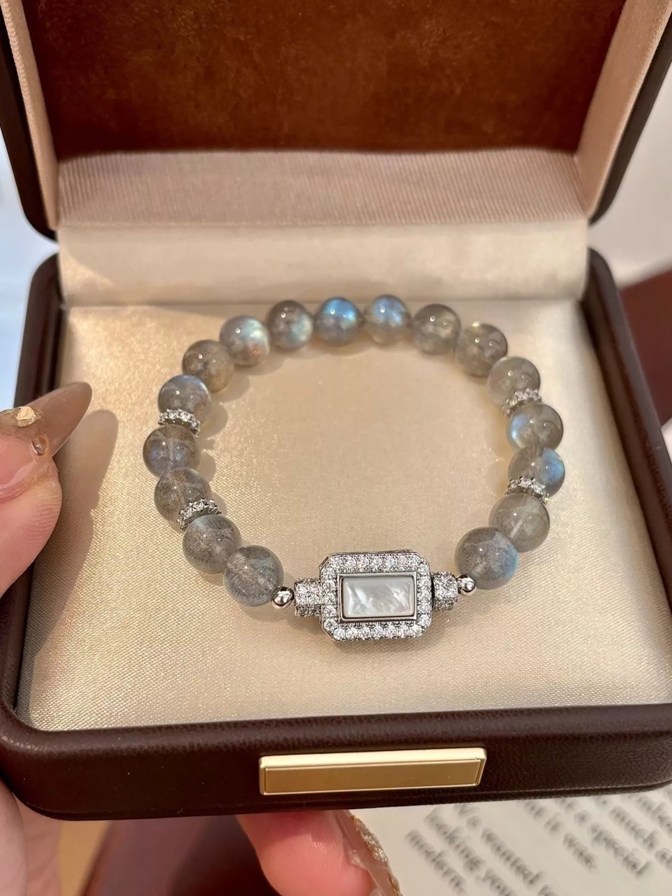 Moonstone Bead Geometric Bracelet