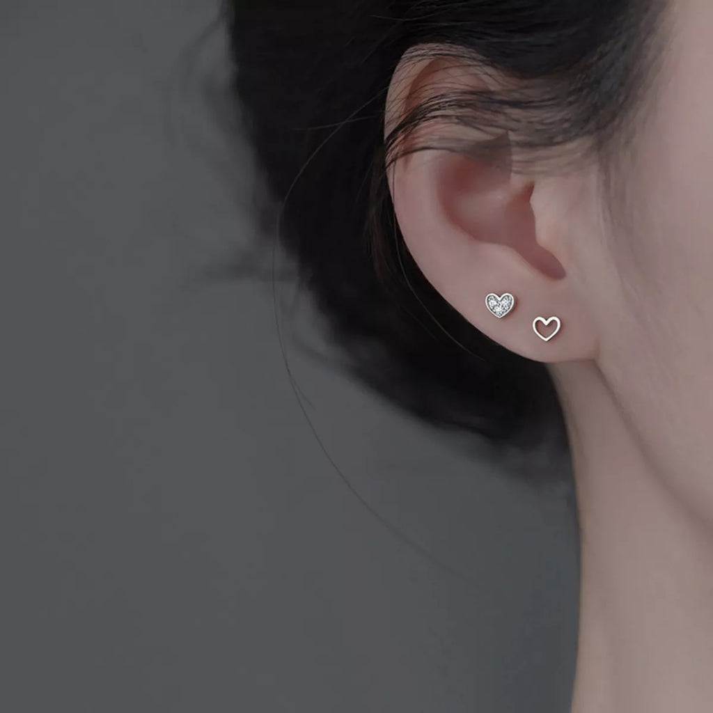 925 Sterling Silver Heart Stud Earrings