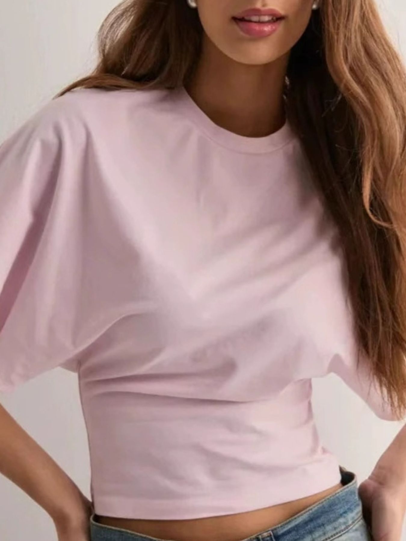 Batwing Sleeve Fitted Waist T-Shirt