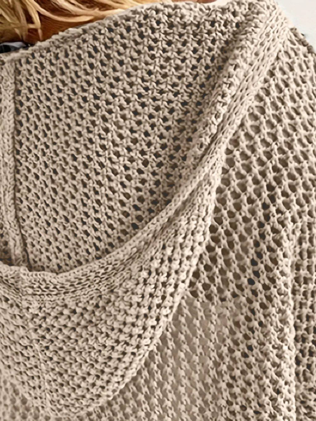 Openwork Long Sleeve Hooded Knit Cover Up