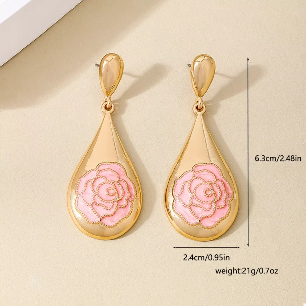 18K Gold-Plated Flower Teardrop Earrings