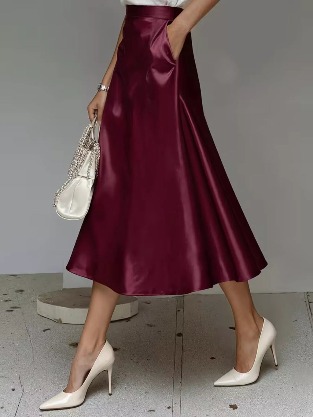 Satin Midi Skirt
