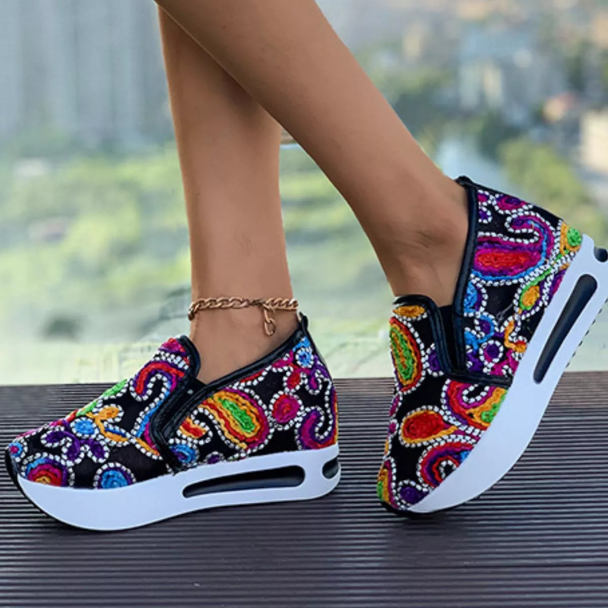 Round Toe Platform Slip-Ons