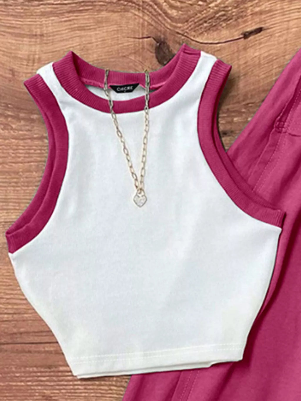 Contrast Trim Tank and Skirt Set
