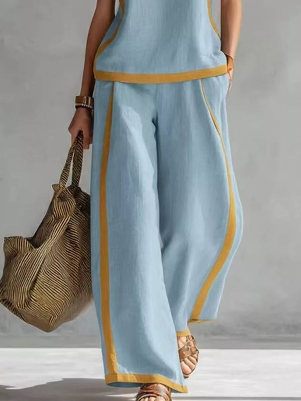 Sleeveless Tank Top and Wide-Leg Pants Set