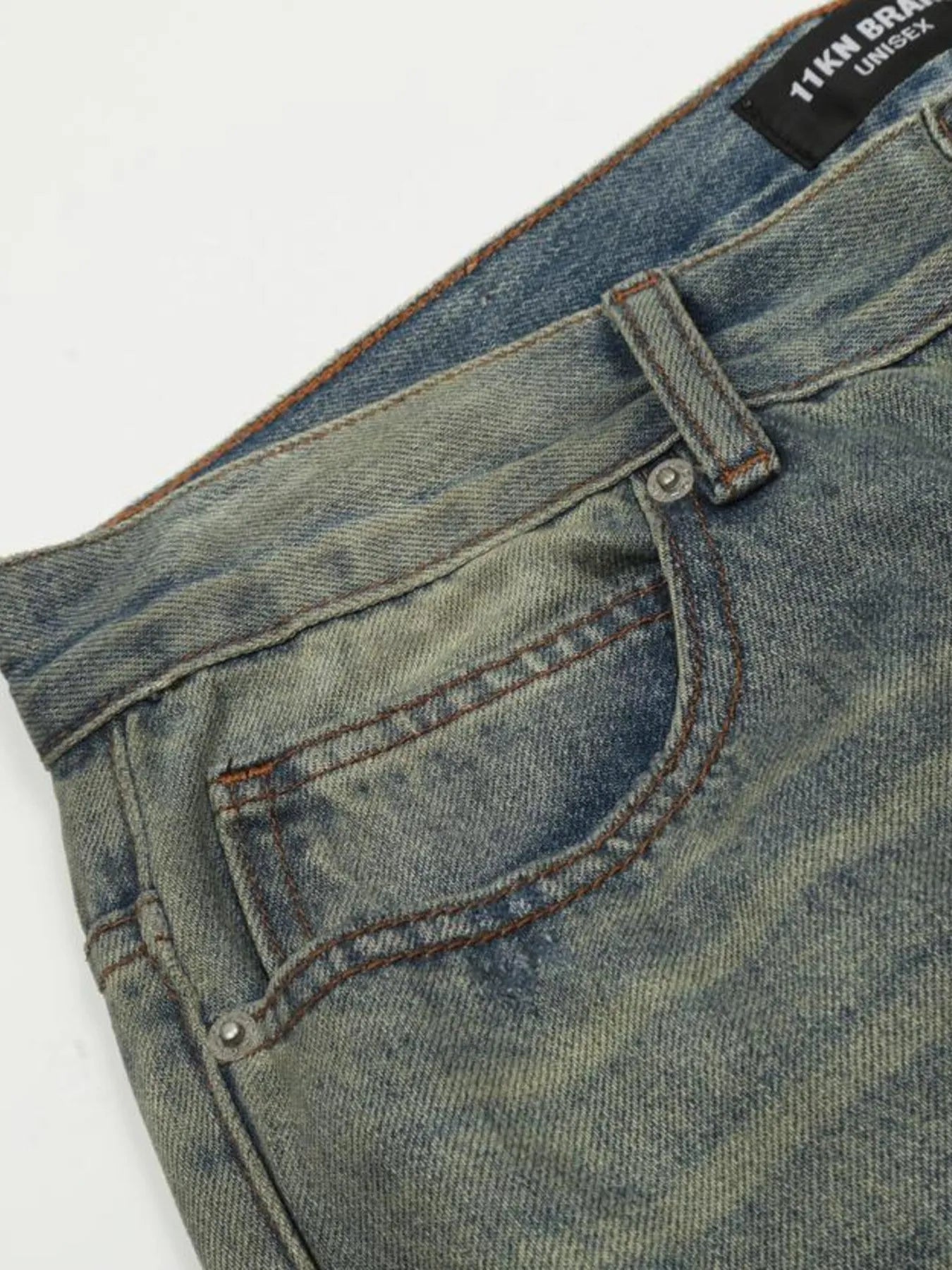 Men's Distressed Slim Bootcut Washed Jeans