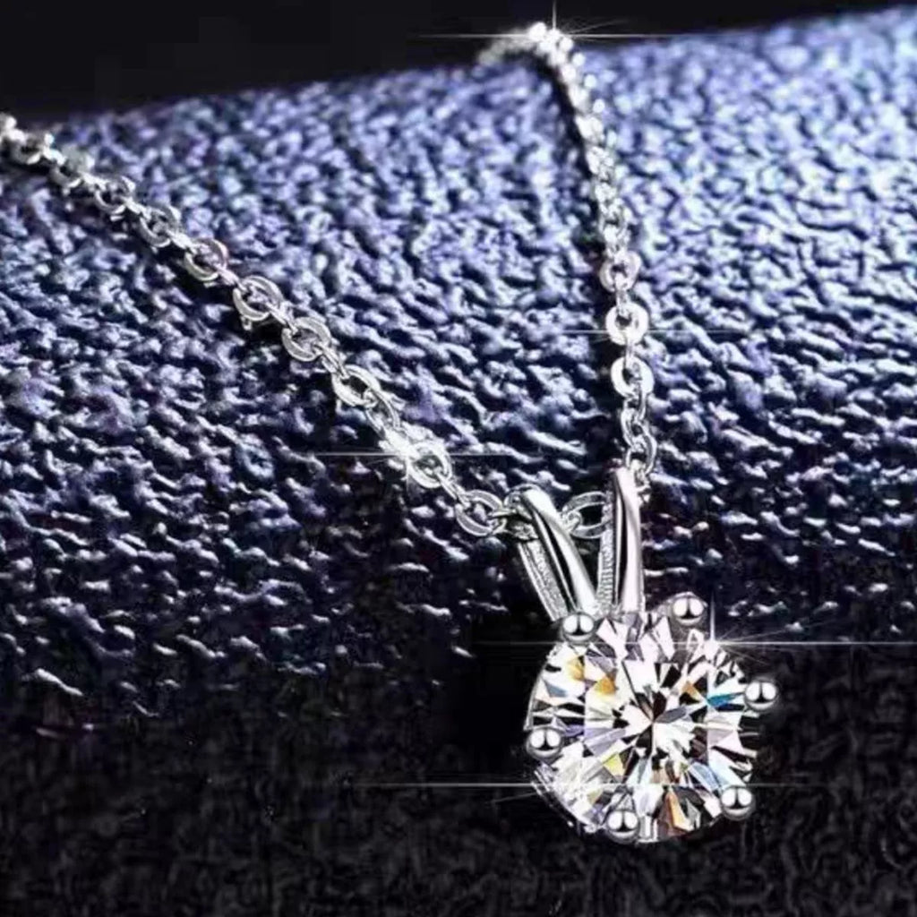 2 Carat Moissanite 925 Sterling Silver Pendant Necklace