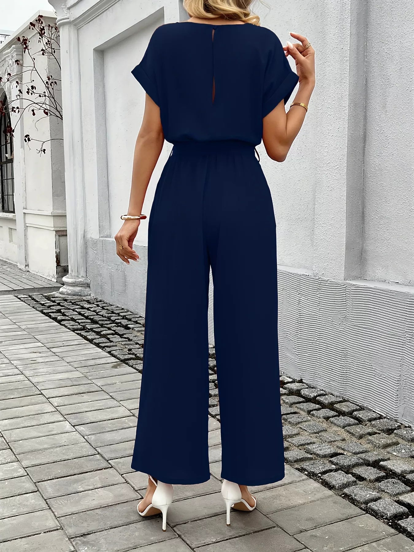 Tie Waist Wide Leg Jumpsuit