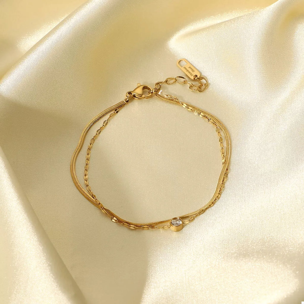 18K Gold-Plated Zircon Double Layered Bracelet