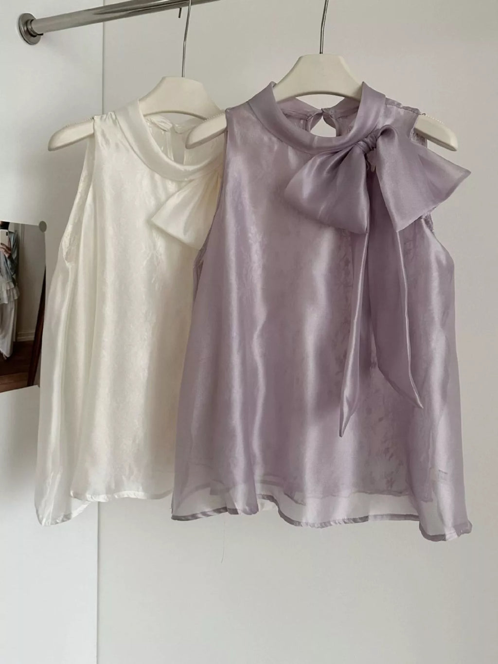 Bow Chiffon Sleeveless Top