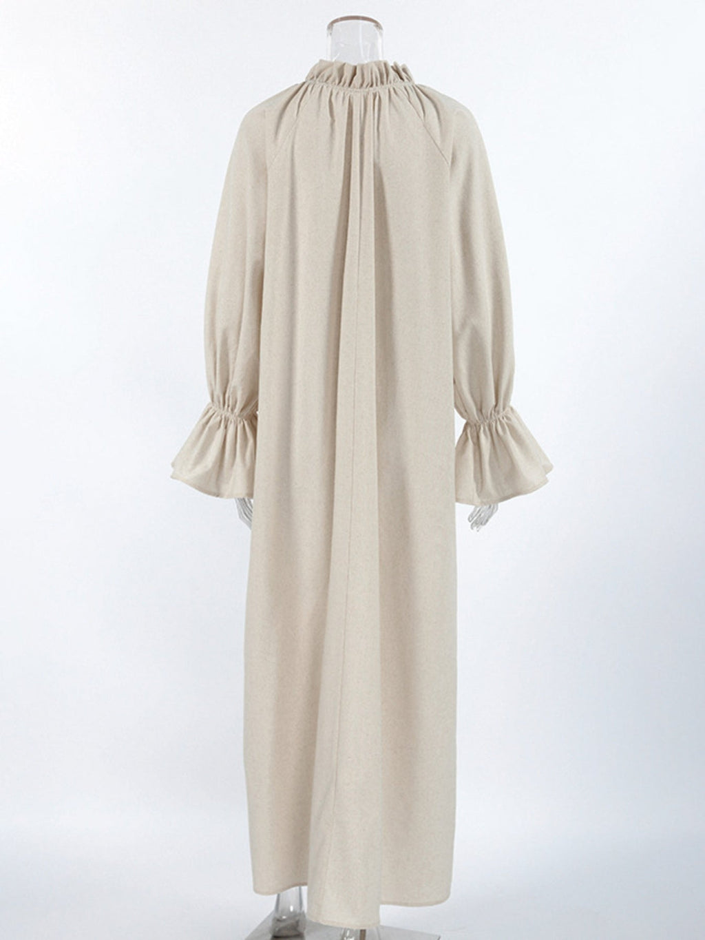 Tie Neck Flounce Sleeve Maxi Dress