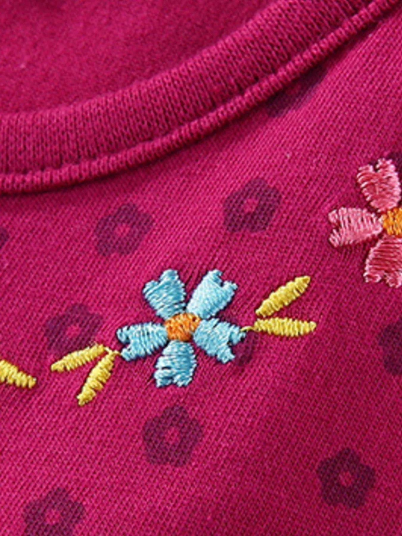 Children's Floral Embroidered Bird Applique Dress