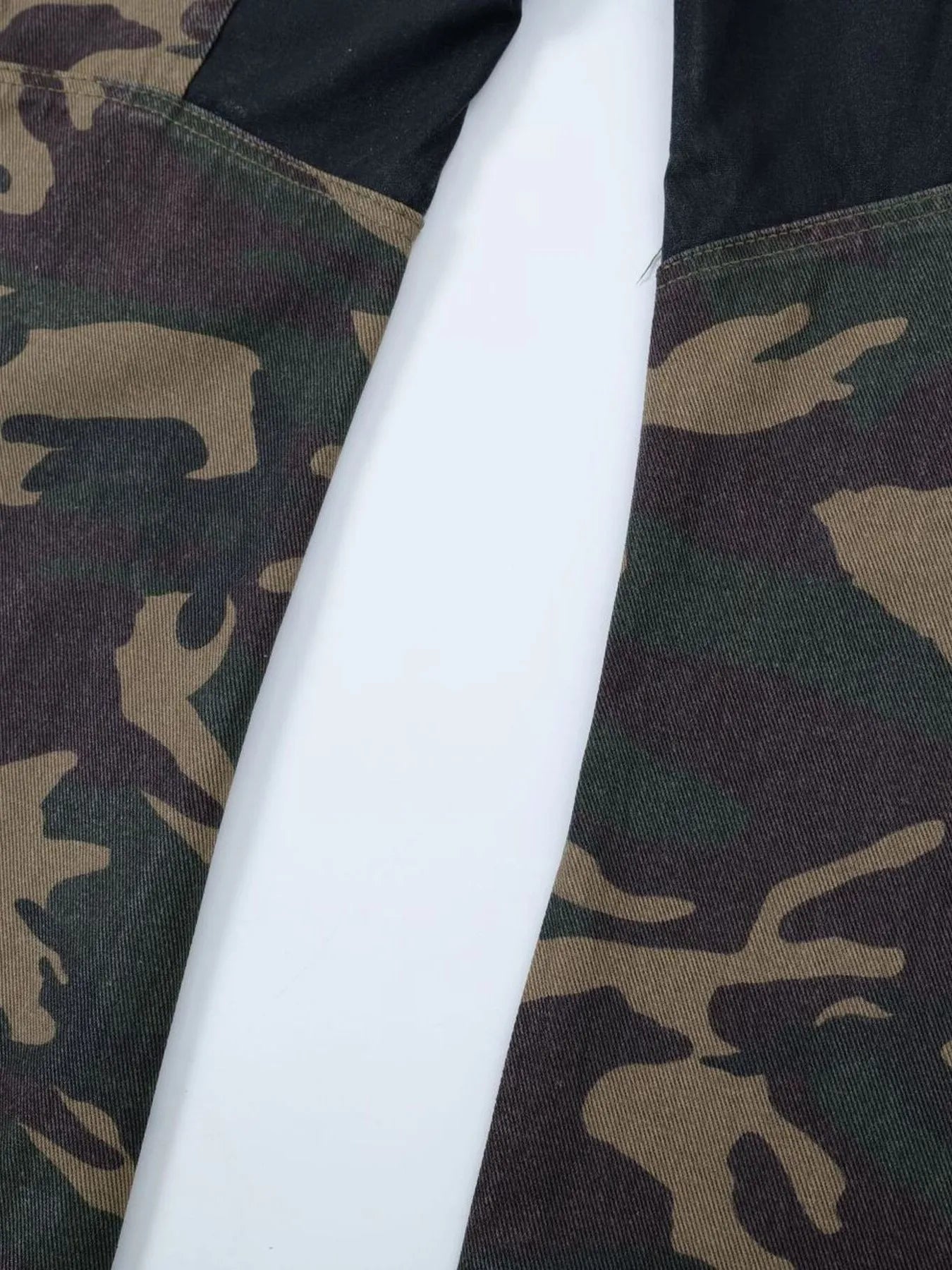 Men's Camouflage Bootcut Jeans with Seam Detail