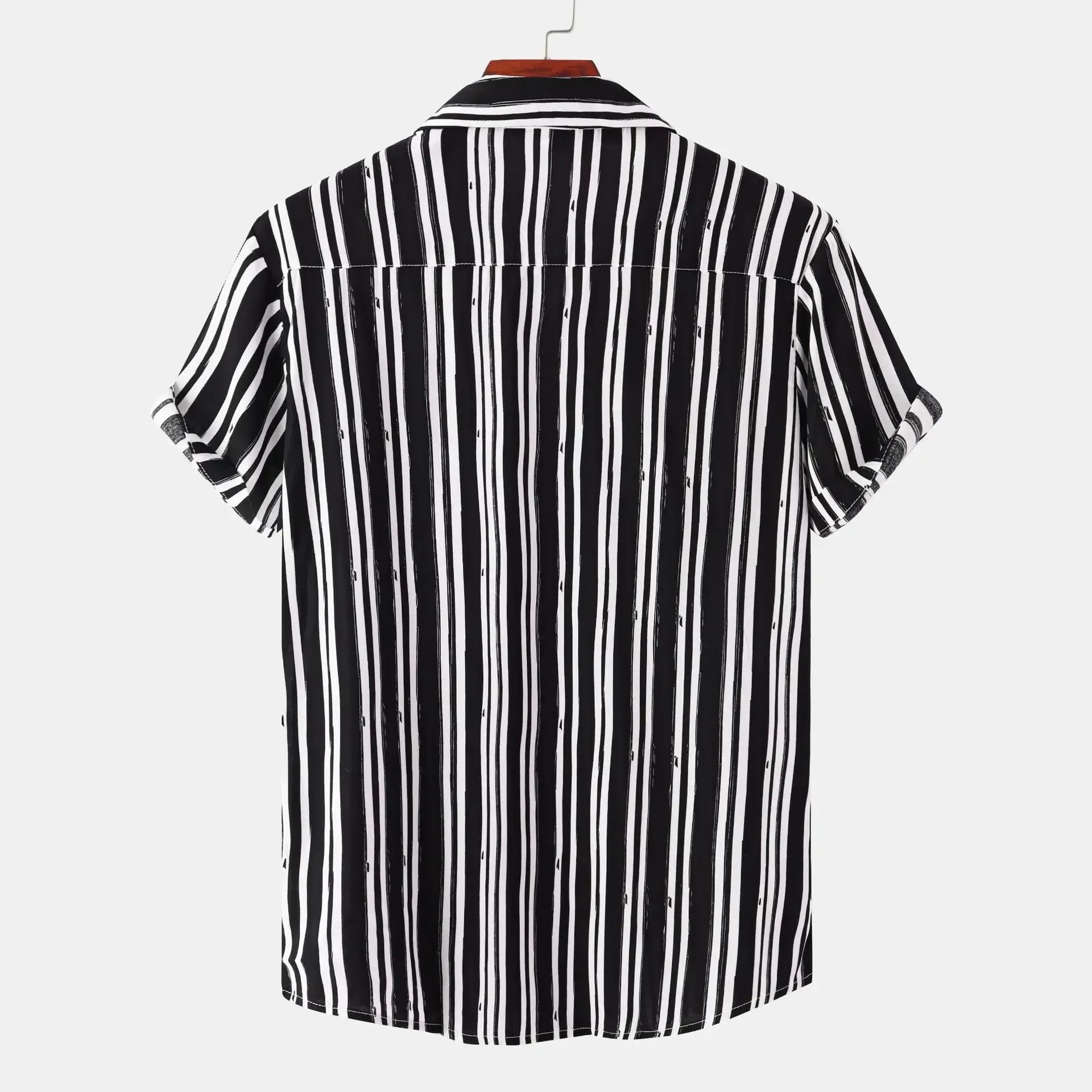 Men's Plus Size Striped Short Sleeve Button-Down Shirt