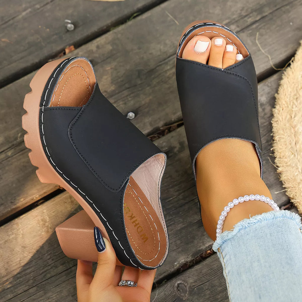 Open Toe Block Heels Sandals