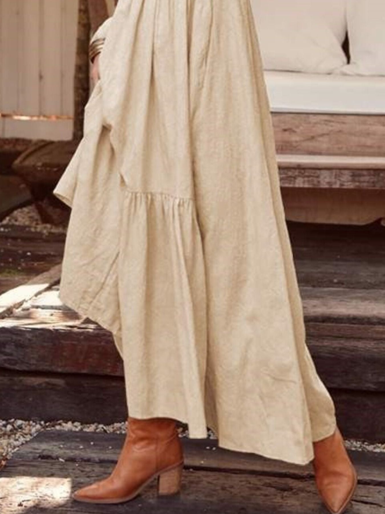 Full Size V-Neck Long Sleeve Tiered Maxi Dress Plus Size