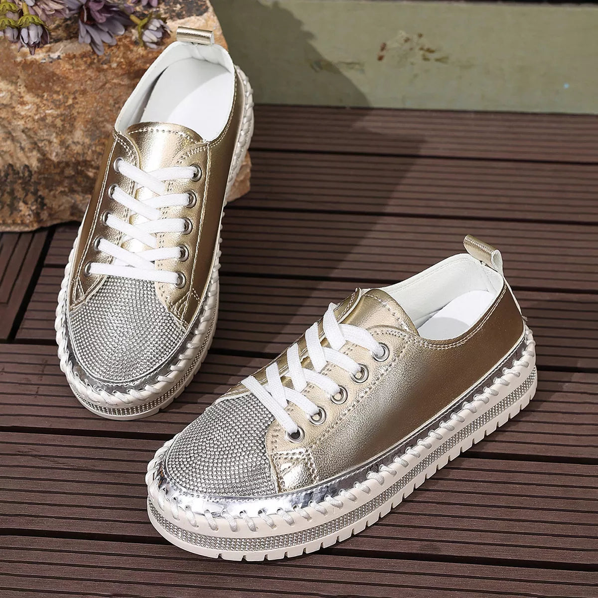 Round Toe Platform Sneakers