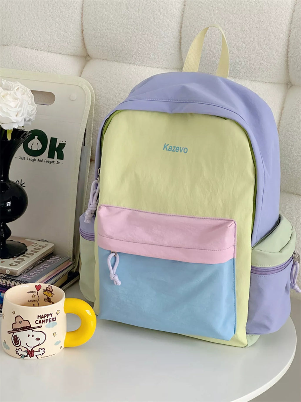Color Block Lightweight Backpack Bag