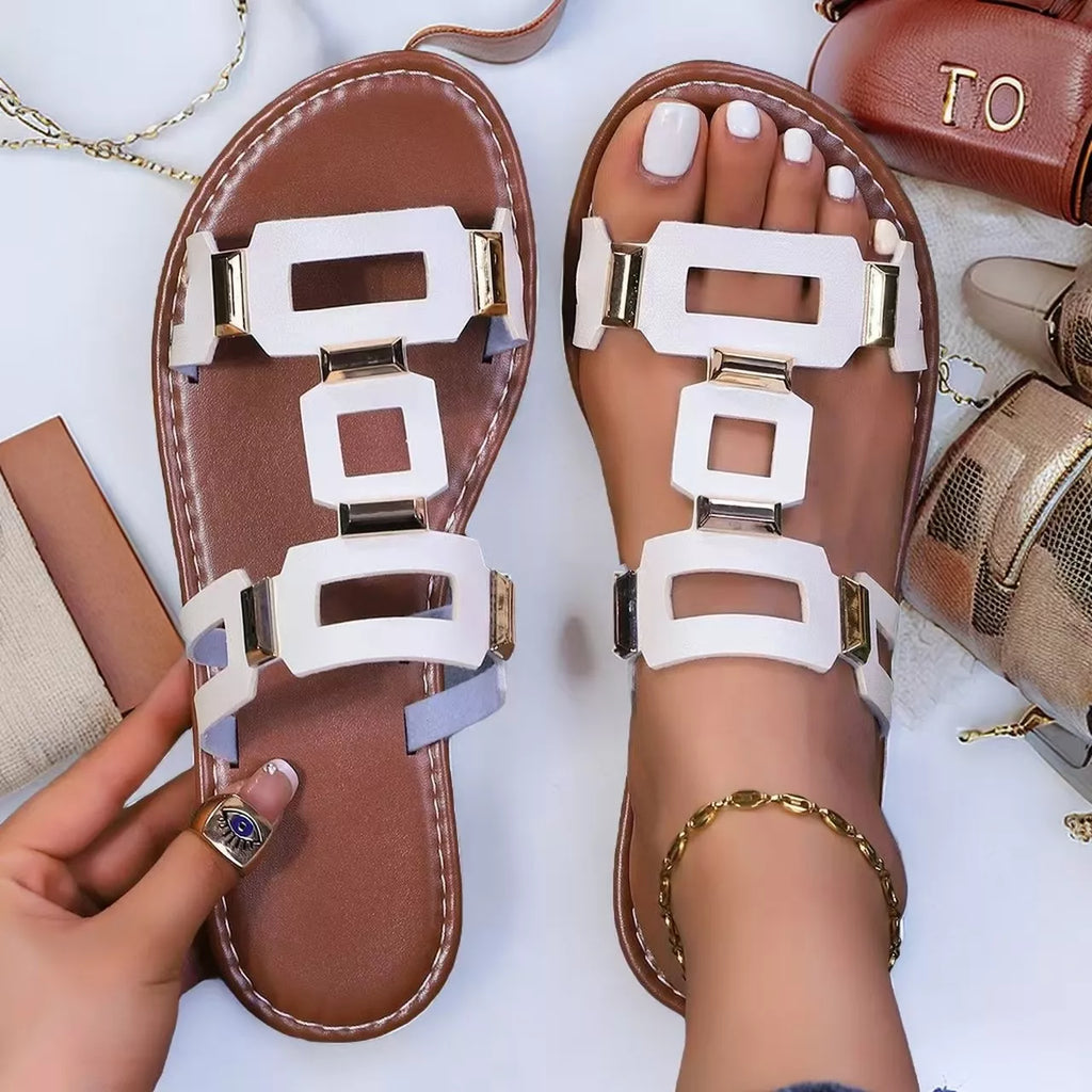 Open Toe Geometric Embellishments Sandals