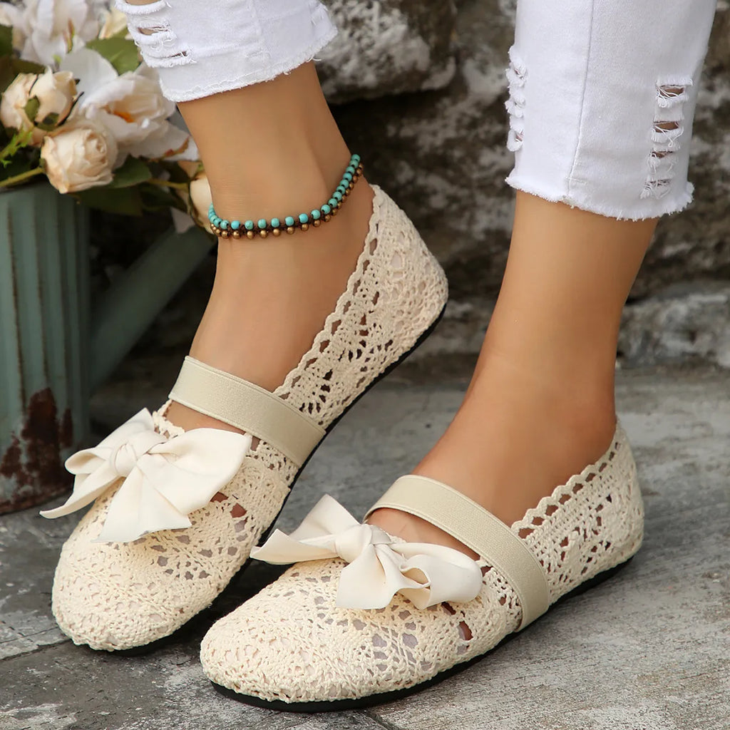 Bow Round Toe Flat Slip-Ons