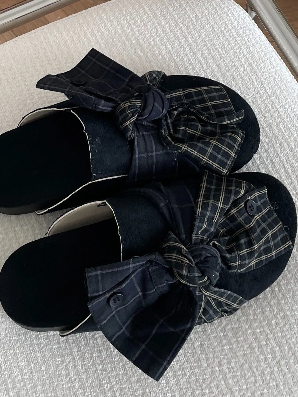 Bow-Knot Plaid Comfort Slip-Ons