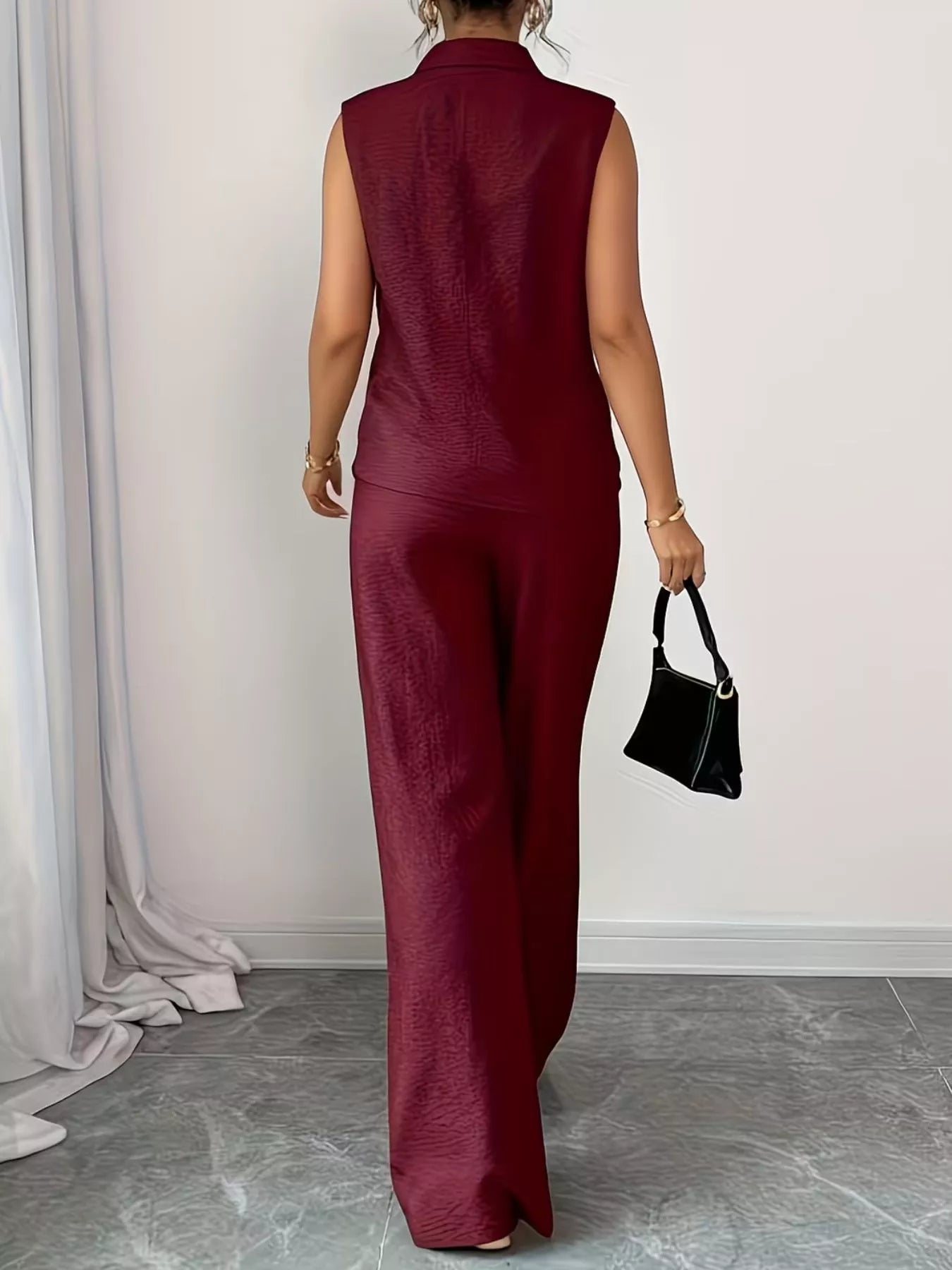 Sleeveless Top and Wide Leg Pants Set