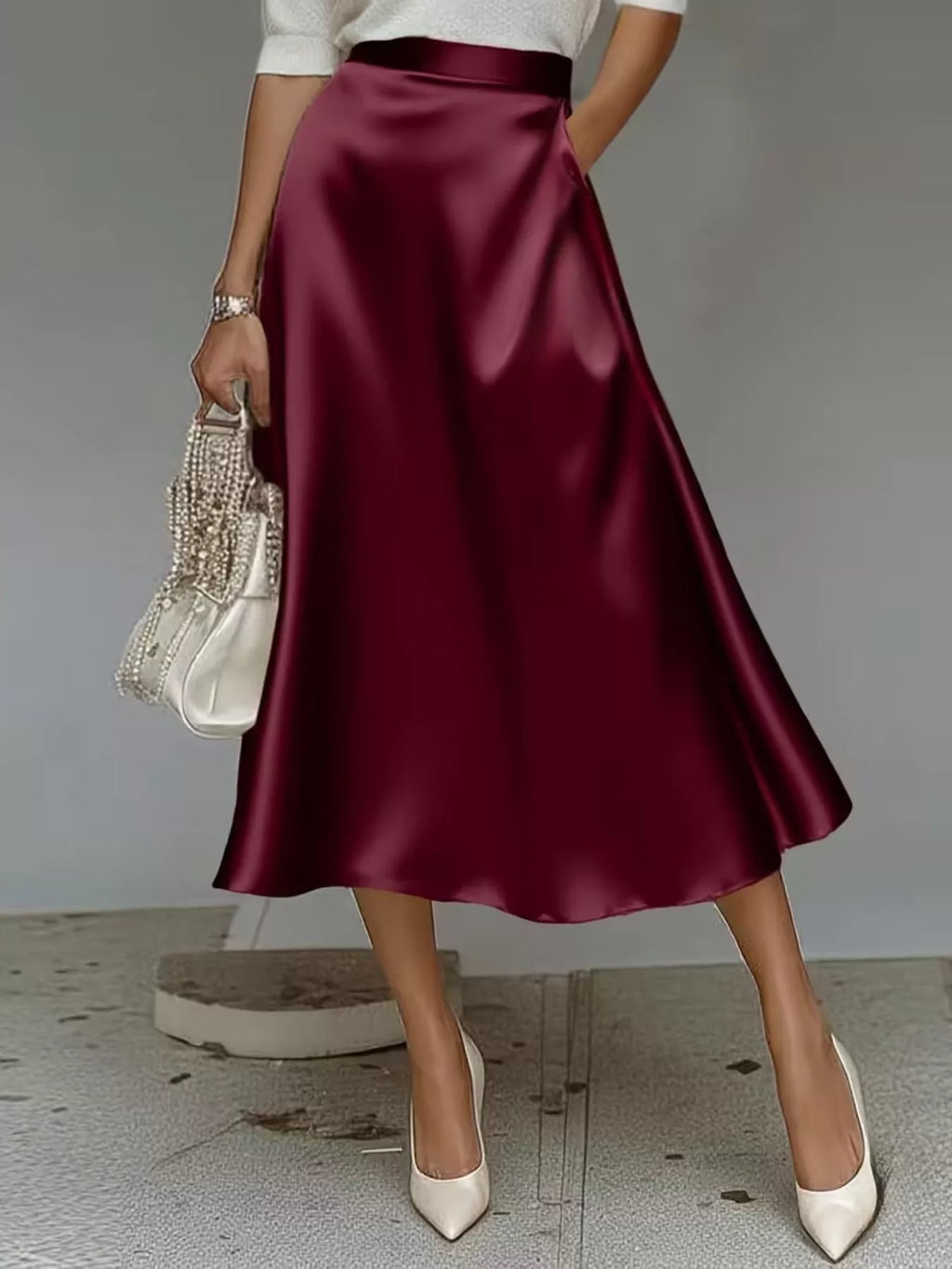 Satin Midi Skirt