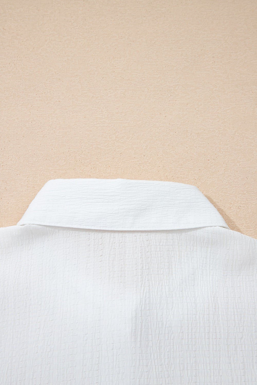 Crinkled Texture Lantern Sleeve Button Down Loose Shirt