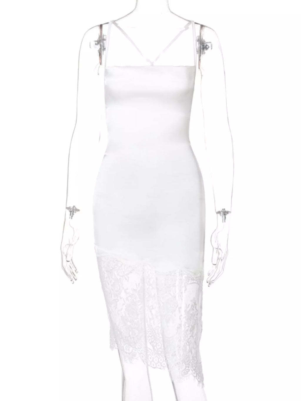 Satin Lace Trim Sleeveless Dress