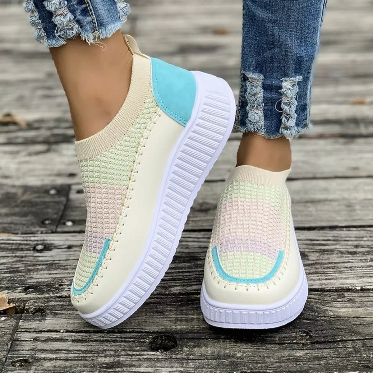 Round Toe Platform Slip-Ons