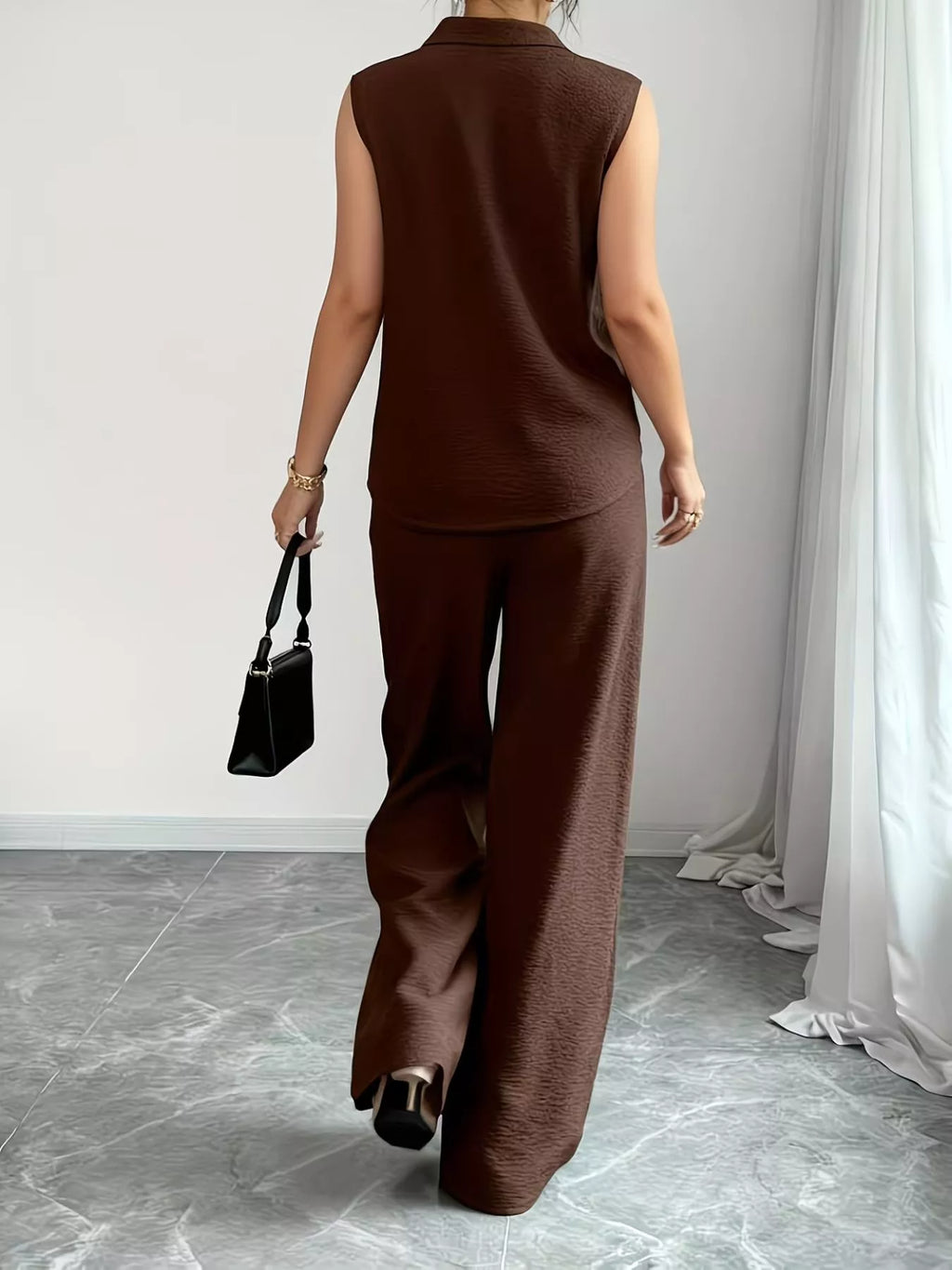 Sleeveless Top and Wide Leg Pants Set