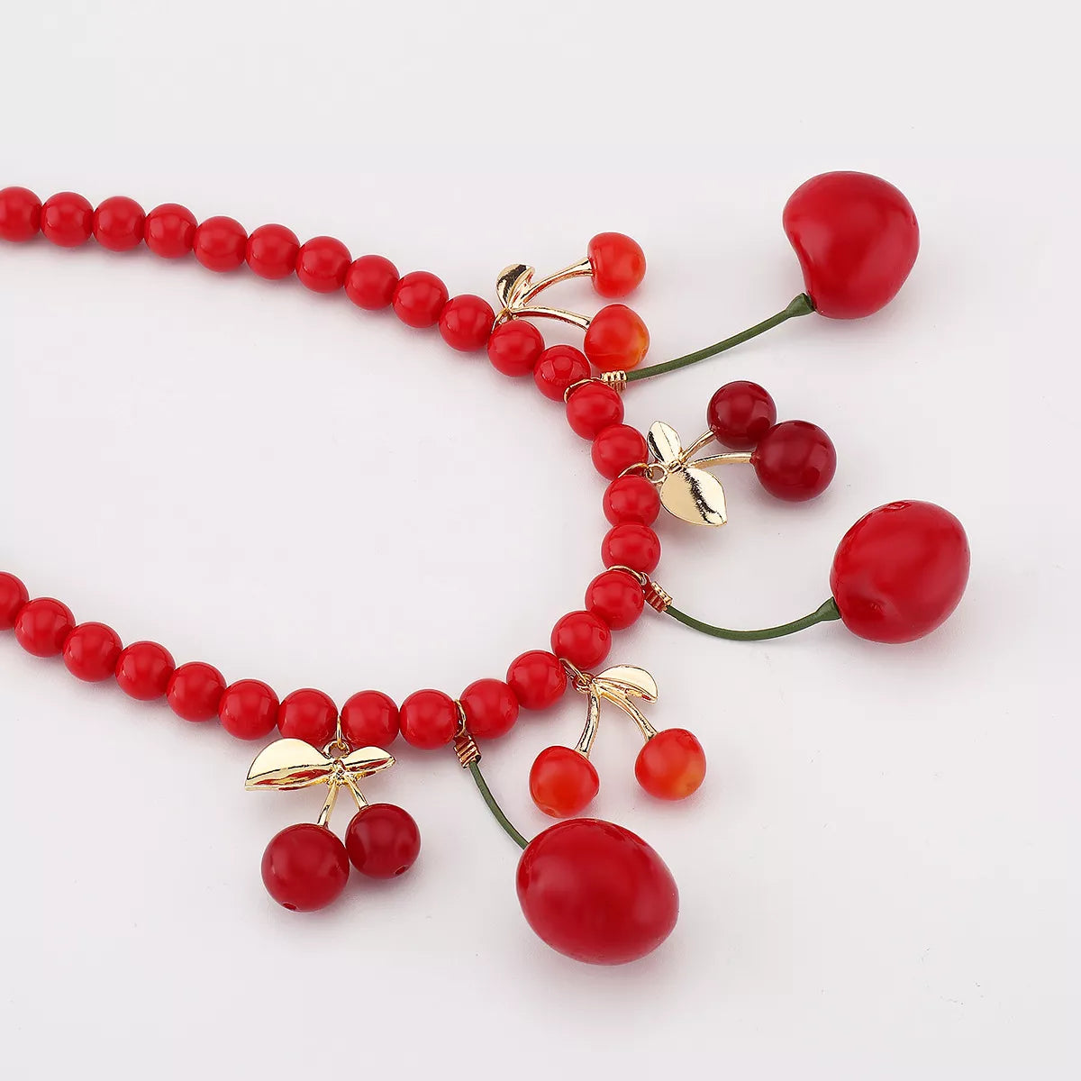 Cherry Beaded Charm Necklace
