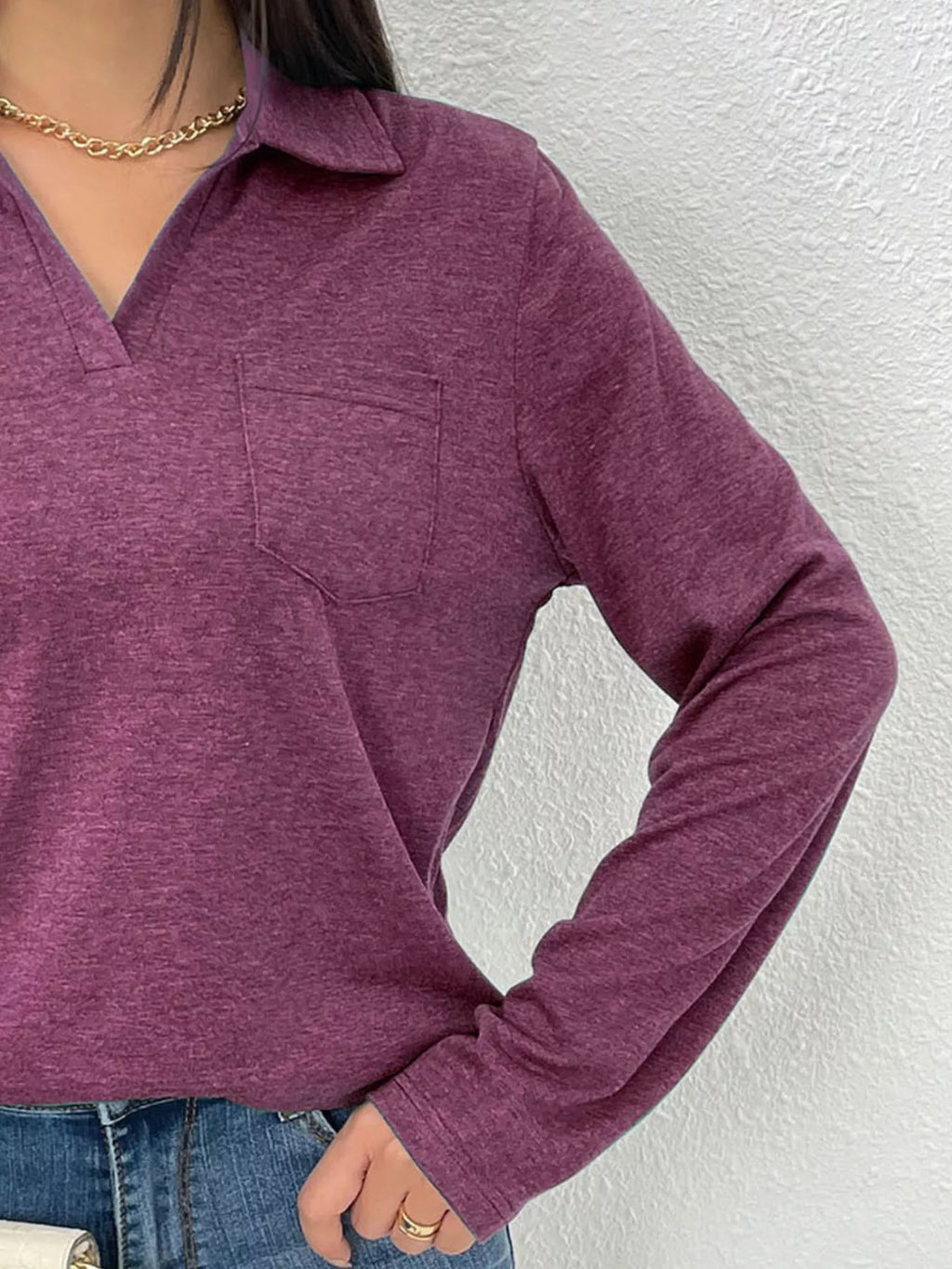 Casual Long Sleeve Polo T-Shirt
