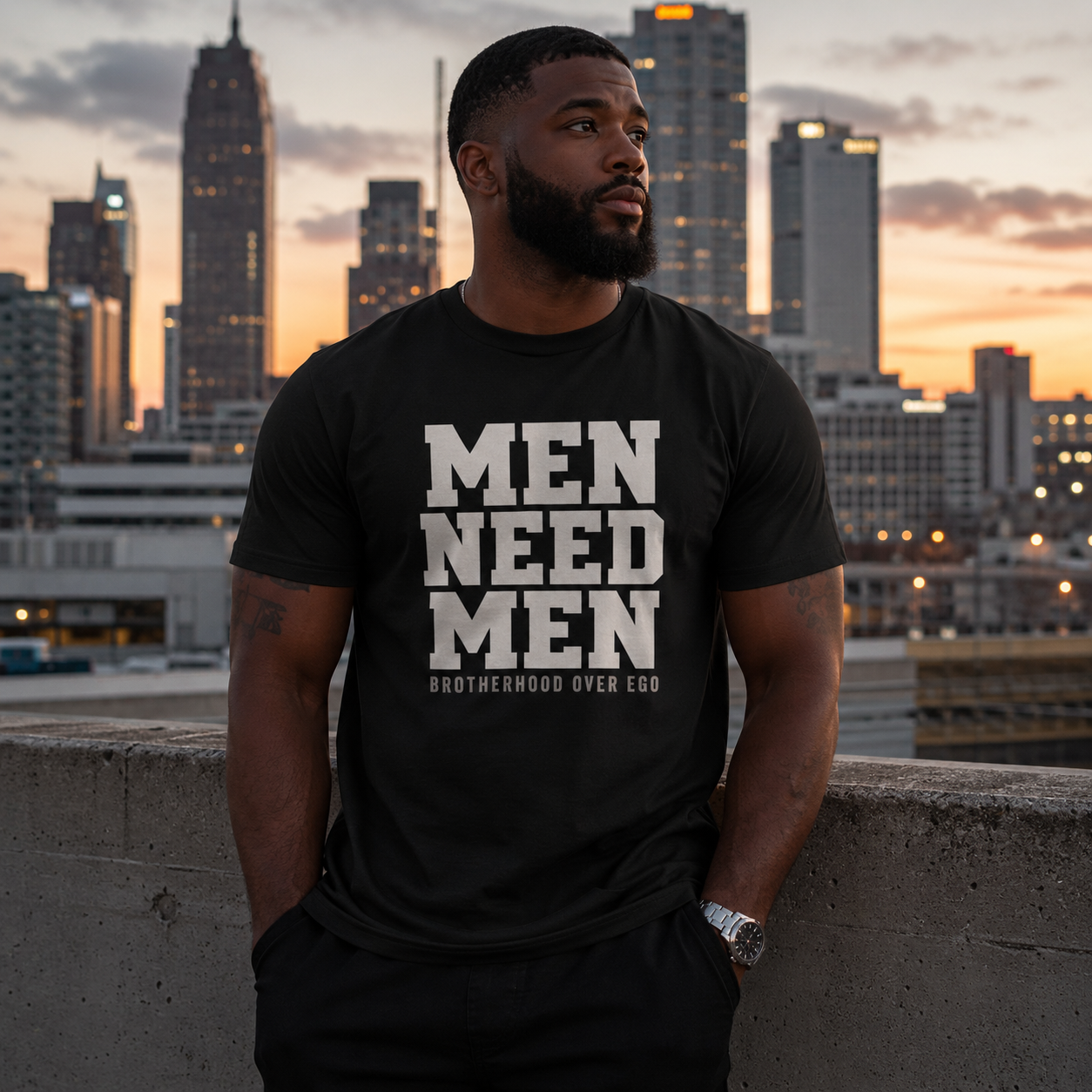 Men Need Men Tee — Brotherhood Over Ego