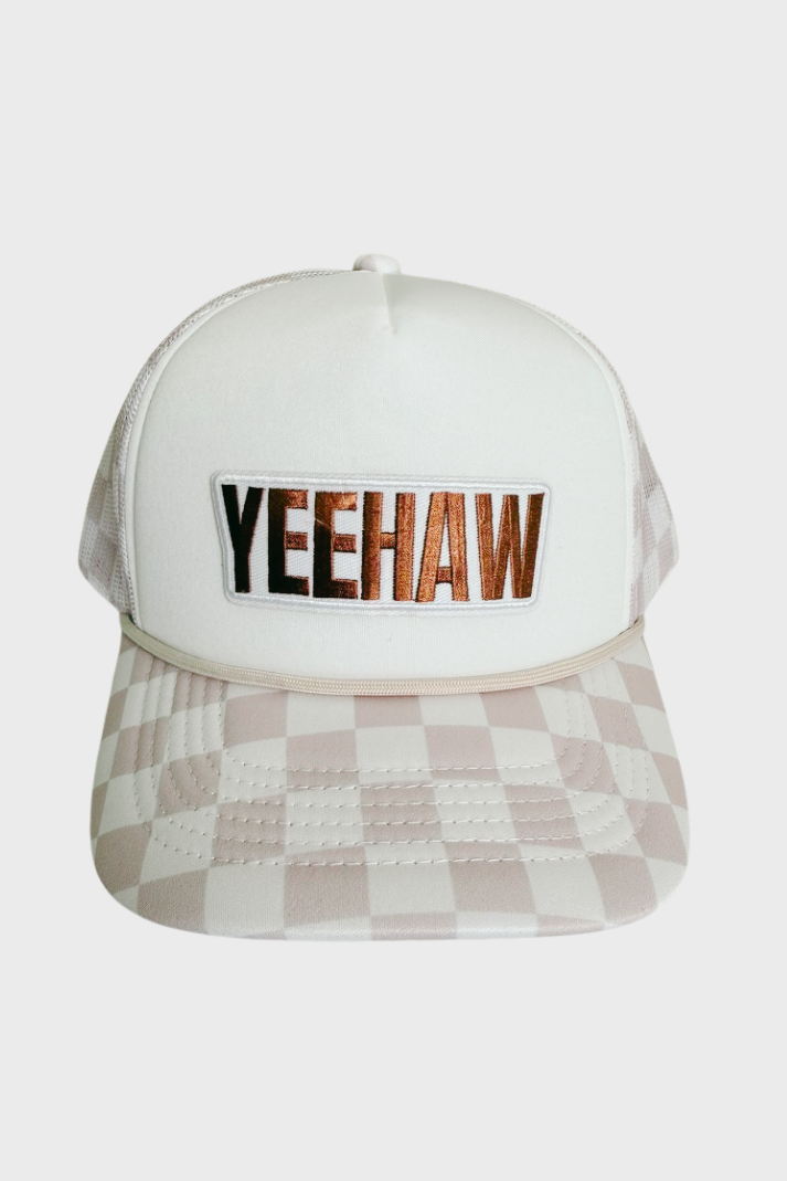 YEEHAW - Checkered Mesh Trucker Hat