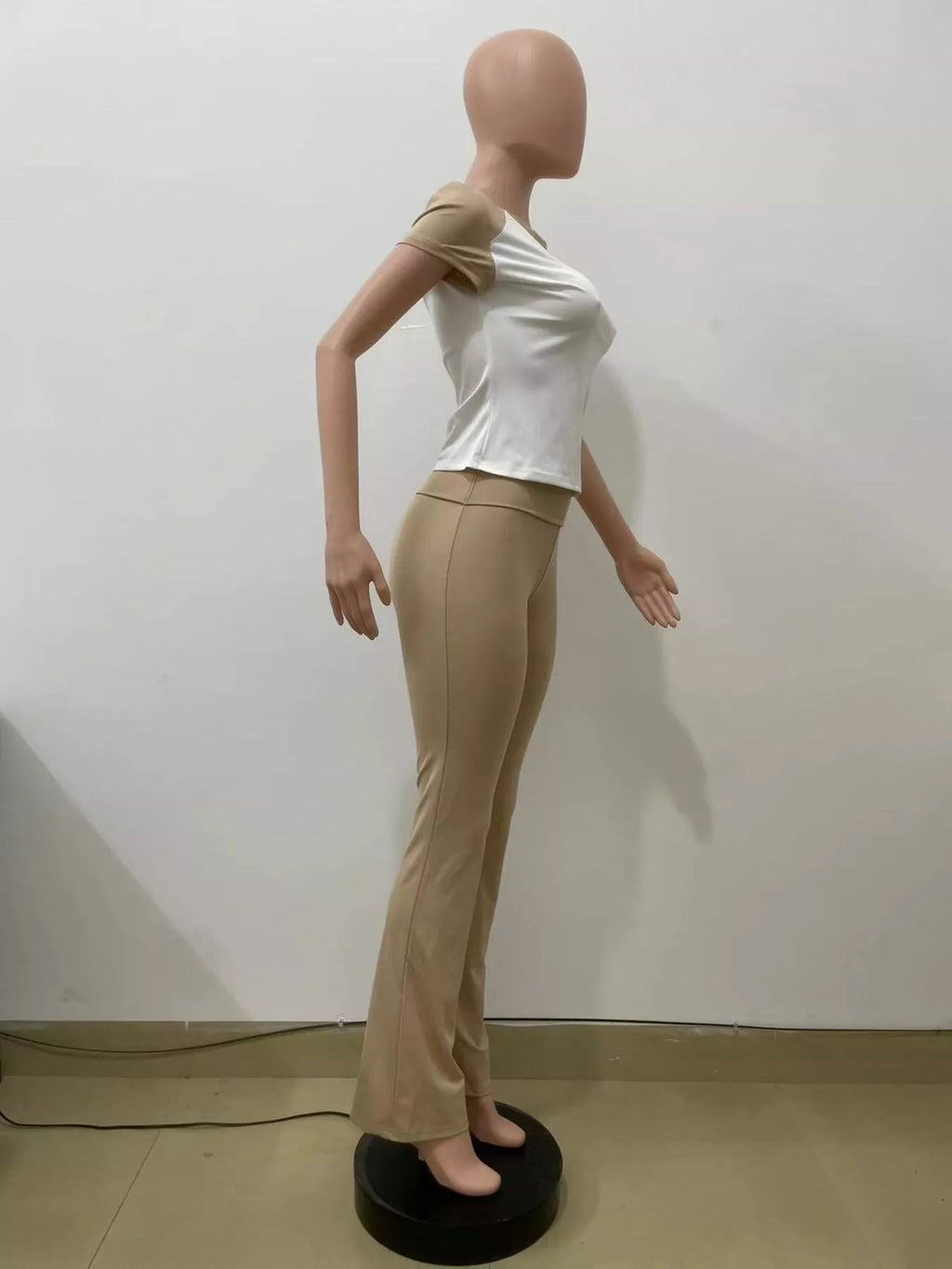 Contrast Short Sleeve Tee and Pants Set