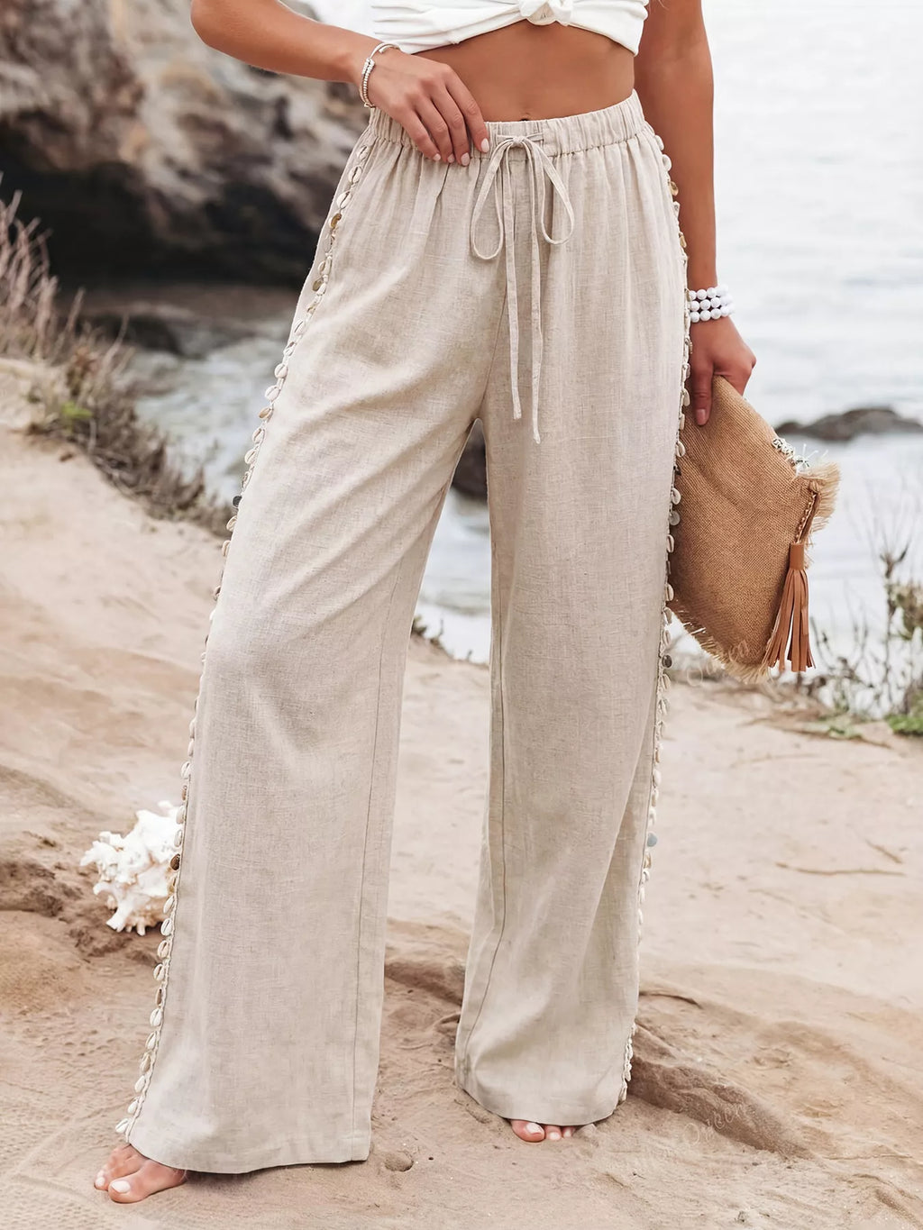 Drawstring Wide Leg Pants