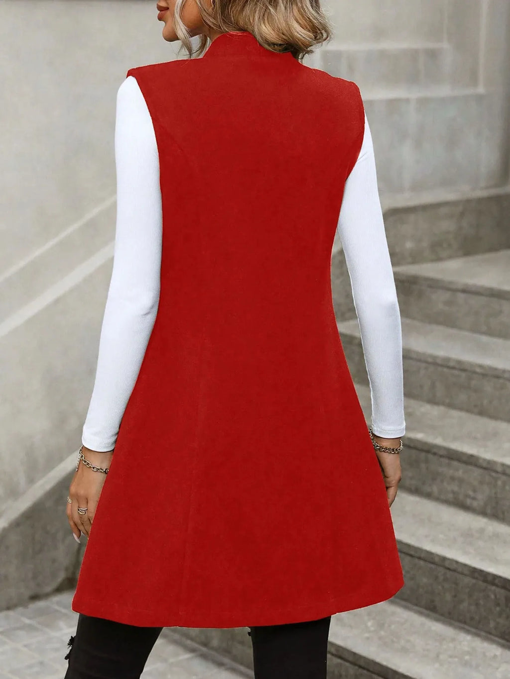 Button Up Longline Vest Coat